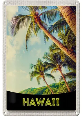 Produktbild von Blechschild Reise 20x30cm Hawaii Insel Strand Palmen Meer