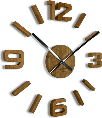 Produktbild von 3D Wanduhren DIY Holz Eiche große Wanduhr 50-75CM 3D Wanduhr Modern Design EKO Wanduhren Wandtattoo Dekoration Uhren für Büro Wohnzimmer Schlafzimmer Dekoartikel Quarzuhr (schwarze Zeiger, Holz)