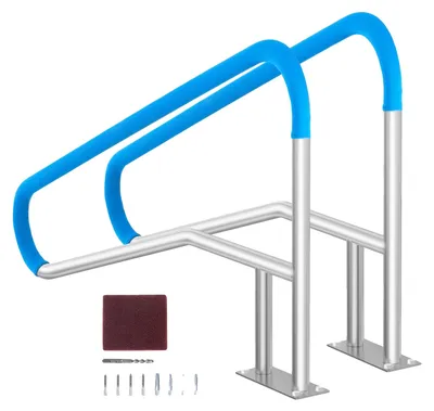 Obrázok produktu pre VEVOR bazénové madlo, 2 kusy, 1395 x 810 x 100 mm, vstup do bazéna, nerezová oceľ so základnou doskou pre vnútorné/ vonkajšie bazény, pomôcka pri vstupe, madlo z nerezovej ocele