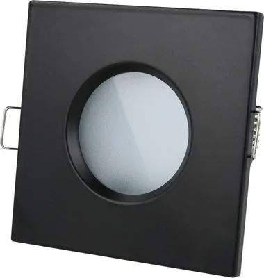 Obrázok produktu pre LED Line IP65 Stropné svietidlo Zápustný rám 73Ø Vodotesné zapustené bodové svetlo Bodové hranaté čierne z hliníka s päticou GU10 5W žiarovka Teplá biela