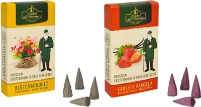 Produktbild von Crottendorfer Räucherkerzen 2er Set - Erdbeer-Vanilla / Blütenbouquet - je 24 Stück der Größe M (Standard)
