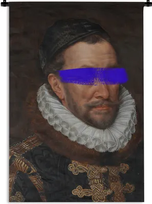 Produktbild von MuchoWow® Wandteppich Wandbehang Wilhelm von Oranien - Adriaen Thomasz - Blau 120x180 cm Tapisserie Dekoration Wandtuch - Schlafzimmer - Dekorationen für das Haus