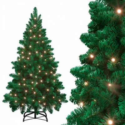 Productafbeelding van XMTECH LED, 150 cm kunstkerstboom, groene PVC-dennennaalden, geschikt voor kerstdecoratie, met warmwitte lichtketting