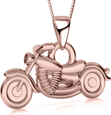 Produktbild von Motorrad Kette 42cm Halskette mit Anhänger echt 925 Sterling Silber Damenkette Herrenkette Kinderkette Rosegold A115+Org
