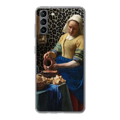 Produktbild von MuchoWow® Handyhülle Schutzhülle Hülle für Samsung Galaxy S21 Plus Milchmädchen - Kunst - Pantherdruck - Vermeer - Gemälde - Alte Meister Silikon Softcase Handy Hülle - Handy-Tasche