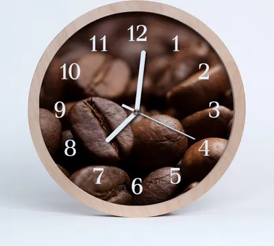 Produktbild von Holzuhr 30fi cm wanduhr - Kaffeebohnen
