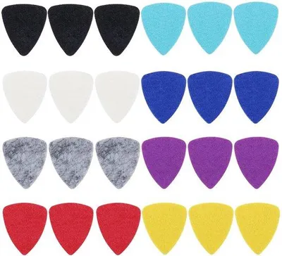 Zdjęcie produktu dla 24 sztuki filcowych osłon - do gitary, ukulele, basu - wykonane z syntetycznego filcu - zapobiegają wibracjom - grubość 3 mm - różne kolory - kostki