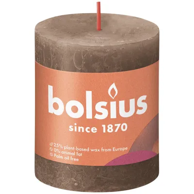 Produktbild von Bolsius Rustik Stumpenkerze wildleder braun, Höhe: 8 cm, Ø 6,8 cm