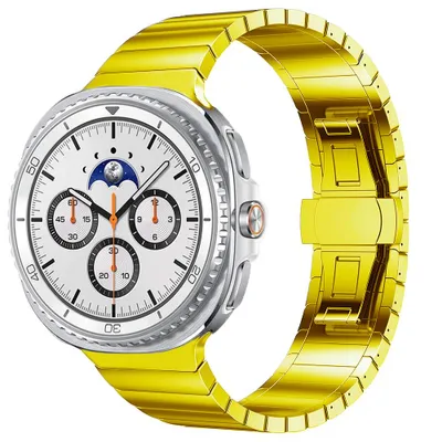 Produktbild von FFO2World Luxus-Edelstahlarmband für Samsung Galaxy Watch 8 (40/44 mm) & 8 Classic 46 mm – Elegant mit Faltschließe, inkl. Kürzungsset – Gold