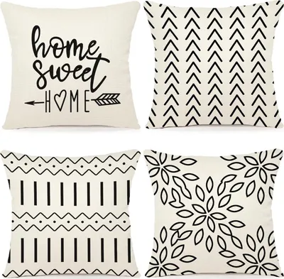 Produktbild von YCOLL Kissenbezüge 4er Set Leinen Dekokissen 40x40cm Creme