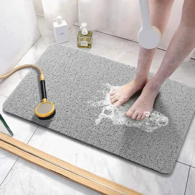 Produktbild von Duschmatte rutschfest Grau 40 x 80 cm PVC Luffa mit Ablauflöchern Schnell trocknend