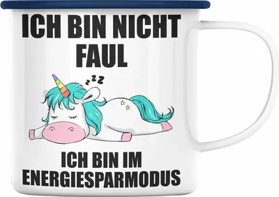 Produktbild von Trendation - Faule Kollegin Geschenk Arbeitskollege Lustige Emaille Tasse mit Sprüchen (Blau)