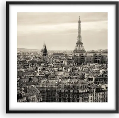 Produktbild von Gerahmtes Poster - Schwarzer Rahmen - Paris Stadt Zuhause - 50x50 cm - Wand Bild - Wanddeko - Wandbilder - Kunstposter - Wandposter - Bilderrahmen - Bilder - Kunstdruck - Wandbild - P2BAC50x50-3615