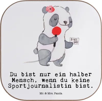 Produktbild von Mr. & Mrs. Panda Untersetzer für Gläser Sportjournalistin Herz - Weiß - Geschenk, Journalistin, Holzuntersetzer, Spruch, Coaster, Lustig, Ausbildung, gläseruntersetzer