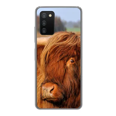 Produktbild von MuchoWow® Handyhülle Schutzhülle Hülle für Samsung Galaxy A03s Schottischer Highlander - Gras - Baum Silikon Softcase Handy Hülle - Schutz