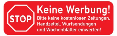 Briefkastenaufkleber "Keine Werbung", 12 St., 67x21 mm, selbstklebend