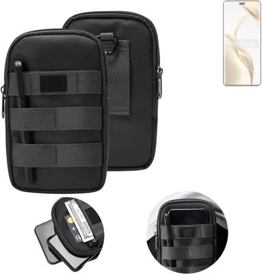 Produktbild von K-S-Trade Holster Gürtel Tasche kompatibel mit Honor 200 Pro Handy Tasche Schutz Hülle dunkel-grau viele Fächer, 1x