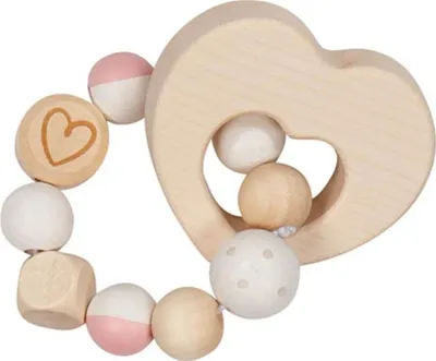Produktbild von Goki Greifling Elastik Herz, Holz, Pink, Weiß, Holz