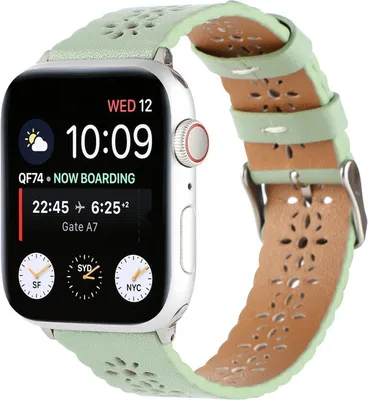 Produktbild von Strap-it Apple Watch Lederarmband mit Muster (Hellgrün) - Große: 38 - 40 - 41mm