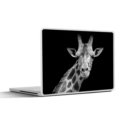 Produktbild von MuchoWow® Laptop Aufkleber Sticker Cover Giraffe - Wildtiere - Schwarz - Weiß - Porträt 25x18 cm - Laptop-Deko