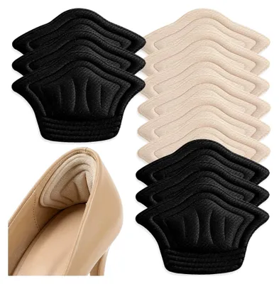 Produktbild von 6 Paar Fersenpolster - Selbstklebende, wiederverwendbare Fersenpolster für Schuhe, Fersenschoner gegen Blasen und Schmerzen, Schuheinlagen für zu große Schuhe für Damen und Herren