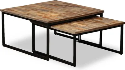 Image de Ensemble de table basse gigogne 2 pcs Teck massif récupération