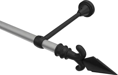 Produktbild von Interdeco Gardinenstange / Vorhangstange Silbergrau / Schwarz, Typ Primus Matteo (Pfeil), 16 mm Ø 1-läufig, 540 cm