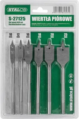 Immagine prodotto di Set di 6 punte per legno 10-25 mm Stalco