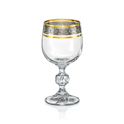 Produktbild von Rotweingläser Weingläser Claudia Exclusive Kristallglas Weinglas 230 ml Gold Platin 6er Set Bohemia Crystalex