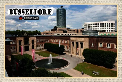 Produktbild von vianmo Holzschild 12x18 cm Düsseldorf Königsallee Altstadt Bildmotiv Reisemotiv Abenteuer Reisen