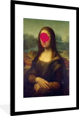 Produktbild von MuchoWow® MuchoWow® Gerahmtes Poster Mona Lisa - Leonardo da Vinci - Rosa 60x90 cm - Poster mit zchwarzem Bilderrahmen - Dekoration - Wandposter Wohnzimmer - Hochwertig