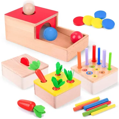 Produktbild von Holzspielzeug ab 1 Jahr 4 in 1 Montessori Spielzeug Baby Sortierspiele