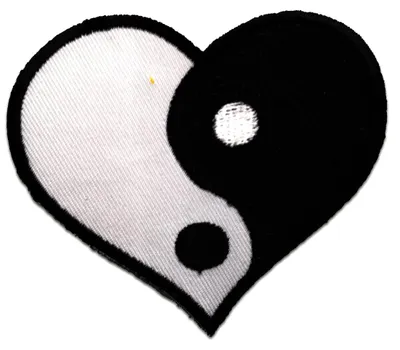 Produktbild von Yin Yang Symbol Herz - Aufnäher, Bügelbild, Aufbügler, Applikationen, Patches, Flicken, Zum Aufbügeln, Größe: 8,7 x 7,5 cm