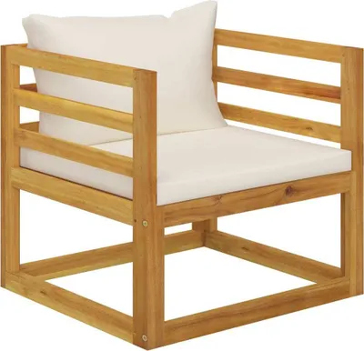 Image de Chaise de jardin avec coussins crème Bois d'acacia massif