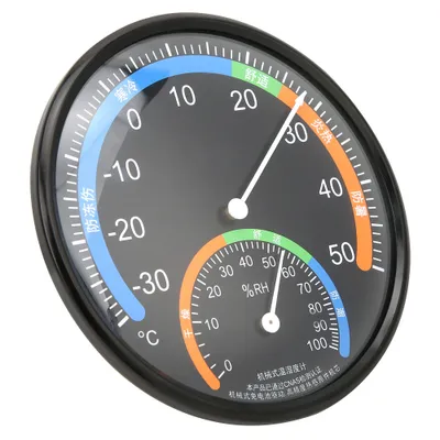 Produktbild von Househeld Indoor Outdoor Rundes Zeigerthermometer Hygrometer Temperatur LuftfeuchtigkeitsmesserTH101 Schwarz