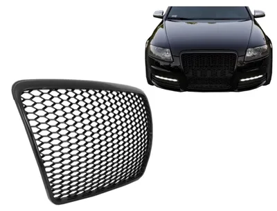 Produktbild von Frontgrill ohne Emblem für Audi A6 4F 4F2 C6 04-11 RS Design Schwarz.