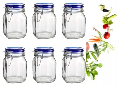 Produktbild von Bormioli Fido Glas-Vorratsglas 2 L Blau 6er-Set