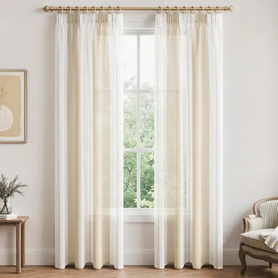 Immagine prodotto di Tende a righe semitrasparenti con passacorda, set di 2 pannelli, 152 x 240 cm