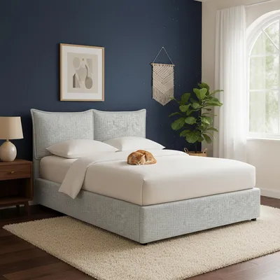 Immagine prodotto di Dmora Letto Singolo Newquay 110.6x216 cm Marrone Chiaro, Sfoderabile Contenitore  Italy