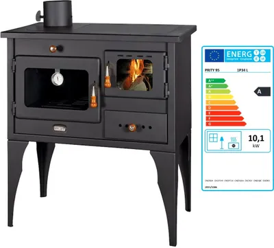 Image de PRITY 1P34L - Poêle à bois 10,1 kW avec four & plaque métallique, Poêle à gauche