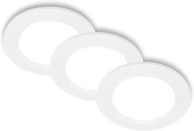 Image de BRILONER - Set de 3 spots LED encastrables 230V plats, lumière blanche neutre, 6W 660lm IP20, spot encastrable, spots LED, spot encastrable extra plat, 12x2,8 cm, blanc