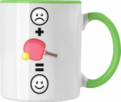 Produktbild von Trendation - Tischtennis Tasse Geschenk für Tischtennis-Spieler Trainer Lustige Geschenkidee :( + Tischtennis = :) Geburtstag (Grün)