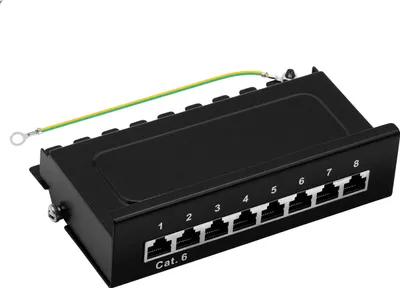Produktbild von ProfiPatch Cat6 Patchpanel Patchfeld Desktop 8-Port RJ45 geschirmt Aufputz Wandmontage 1HE schwarz