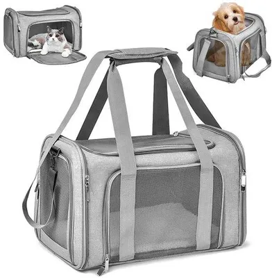 Produktbild von Tagesgut- Katzentransporttasche 45x30x30 cm - Faltbar - Atmungsaktiv - Für Katzen/Hunde - Bis 7 kg - Komfortable Transportbox - Tiertransportbox