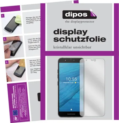 The image shows packaging and instructions for a screen protector, with a product image of a phone with a screen protector applied.
