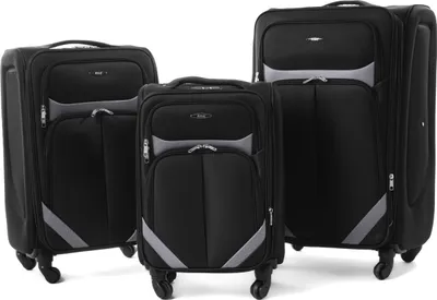 Produktbild von RGL S-010 Kofferset Reisekofferset Stoff 3in1 Koffer Set 3tlg XXL XL L Farbe: Schwarz-Graphit