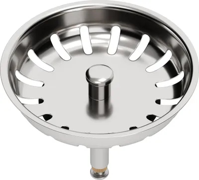 Produktbild von Siebkörbchen Ø81mm aus Edelstahl mit Hubstange Ø8x45mm für Spüle