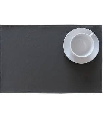 Produktbild von Monaco Steel Grey 2er Set Tischsets in Lederoptik | Platzsets Stahlgrau 45x30cm