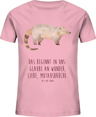 Produktbild von Mr. & Mrs. Panda Kleinkinder T-Shirt Nasenbär 9-11 Jahre (134/146) - Baumwolle Pink - Geschenk, Shirts für Kinder, Baumwoll, Teenager, Lustige Sprüche, Kindershirt, Bär