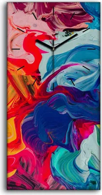 Produktbild von Küchenuhr Bürouhr Leinwand Uhr Geräuschlos 30x60 Malerei Kunst Abstrakt - schwarze Hände